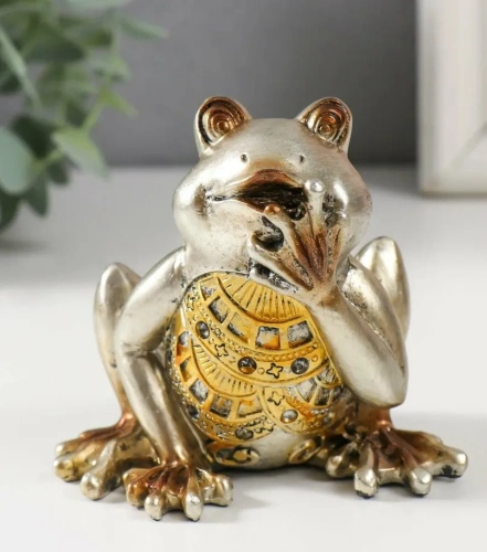 Сувенир удивленная лягушка светлое золото 10,3*6,3*8см 9936051